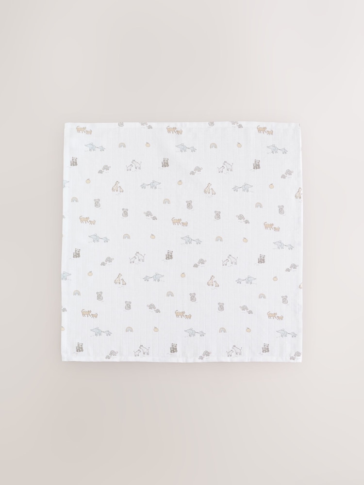 Neutral/Pink Mini Jungle Baby Muslin Cloths 4 Pack - Image 2 of 5