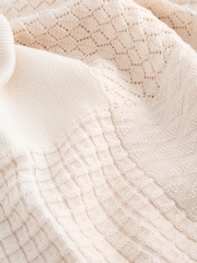 Cream Knitted Patchwork Baby Blanket - Image 3 of 5