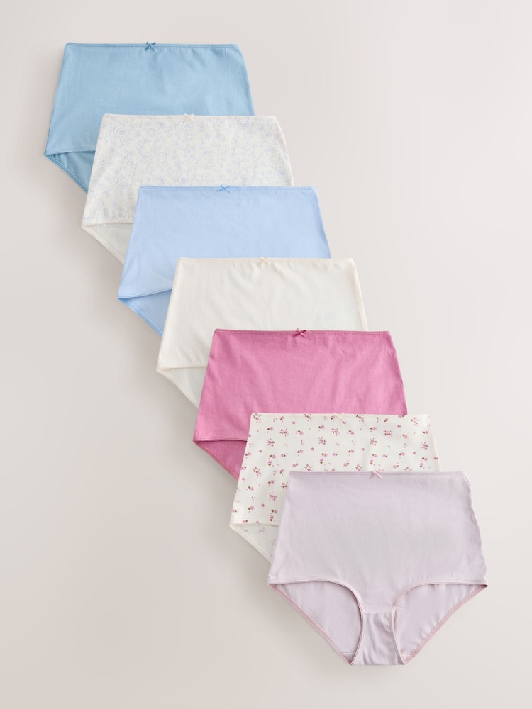 Pale Blå - 100% Konton Full Truser Knickers 7 Pakke - Bilde 1 av 14 Pale Blå - 100% Konton Full Truser Knickers 7 Pakke - Bilde 1 av 14