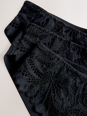 Black Brazilian Lace Front NVPL Knickers 3 Pack - Image 11 of 12