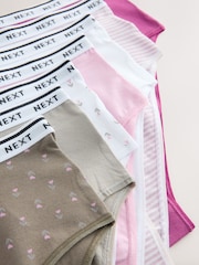 Pink/Green High Waist High Leg Cotton Logo Knickers 7 Pack - Image 14 of 14