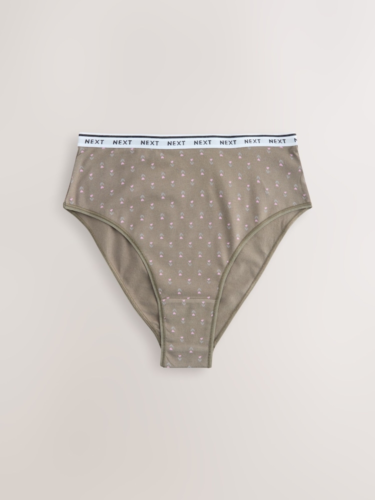 Pink/Green High Waist High Leg Cotton Logo Knickers 7 Pack - Image 2 of 14