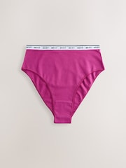 Pink/Green High Waist High Leg Cotton Logo Knickers 7 Pack - Image 6 of 14
