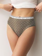 Pink/Green High Waist High Leg Cotton Logo Knickers 7 Pack - Image 9 of 14