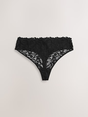Black High Waisted Thong Lace Front NVPL Knickers 3 Pack - Image 6 of 9
