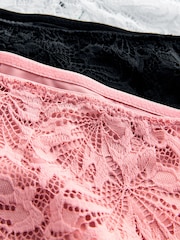 Black/White/Nude Brazilian Lace Front NVPL Knickers 3 Pack - Image 10 of 11