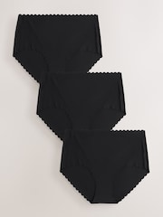 Black Midi No VPL Scallop Knickers 3 Pack - Image 1 of 6