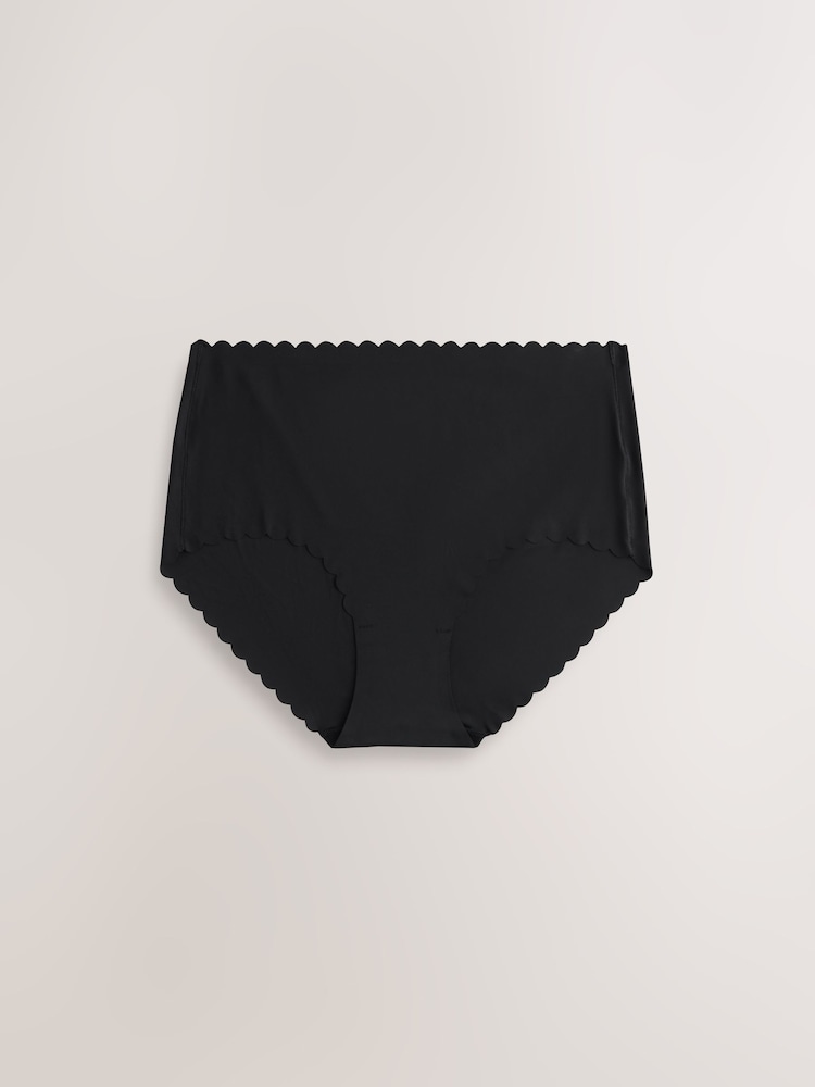 Black Midi No VPL Scallop Knickers 3 Pack - Image 2 of 6