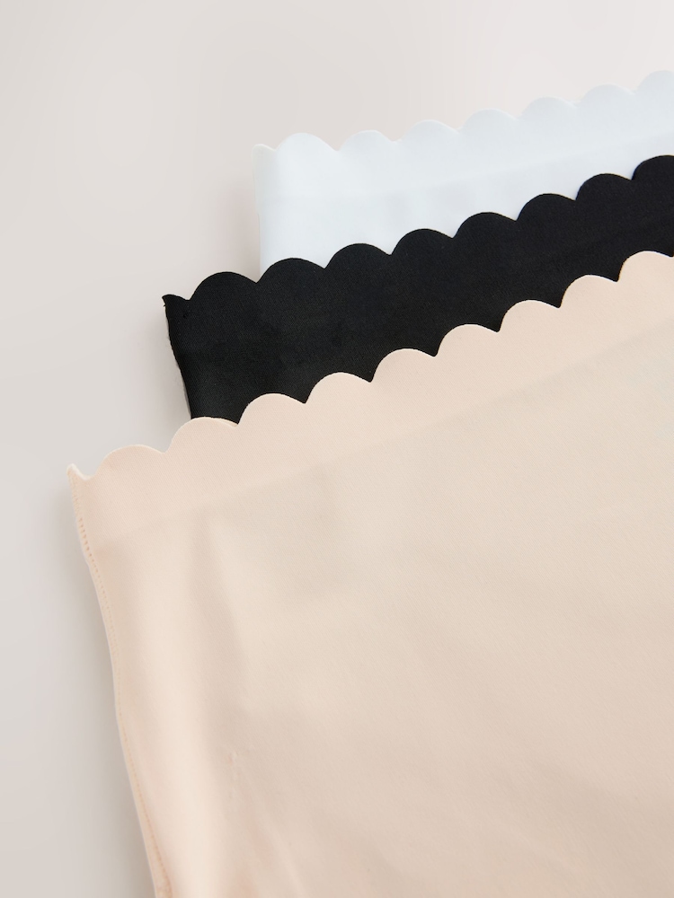 Black/White/Nude High Waist High Leg No VPL Scallop Knickers 3 Pack - Image 11 of 11