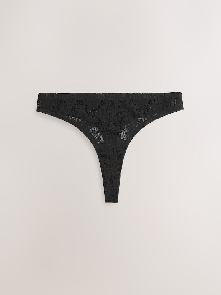 Black Thong All-Over Lace No VPL Knickers 3 Pack - Image 2 of 6 Black Thong All-Over Lace No VPL Knickers 3 Pack - Image 2 of 6
