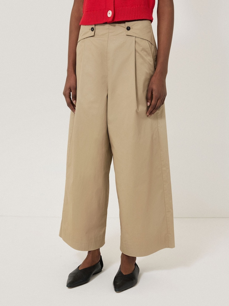 Jigsaw Natural Wide Leg 100% Cotton Trousers - Image 1 of 6