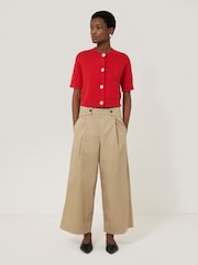 Jigsaw Natural Wide Leg 100% Cotton Trousers - Image 3 of 6