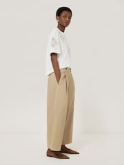 Jigsaw Natural Wide Leg 100% Cotton Trousers - Image 5 of 6