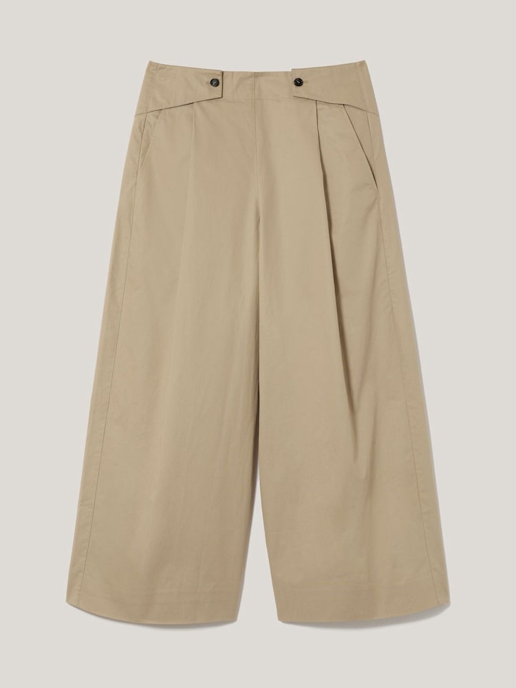 Jigsaw Natural Wide Leg 100% Cotton Trousers - Image 6 of 6
