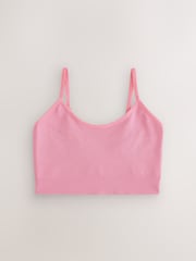 self. Pink/Cream Seamless Rib Long Line Bralette 2 Pack - Image 8 of 8