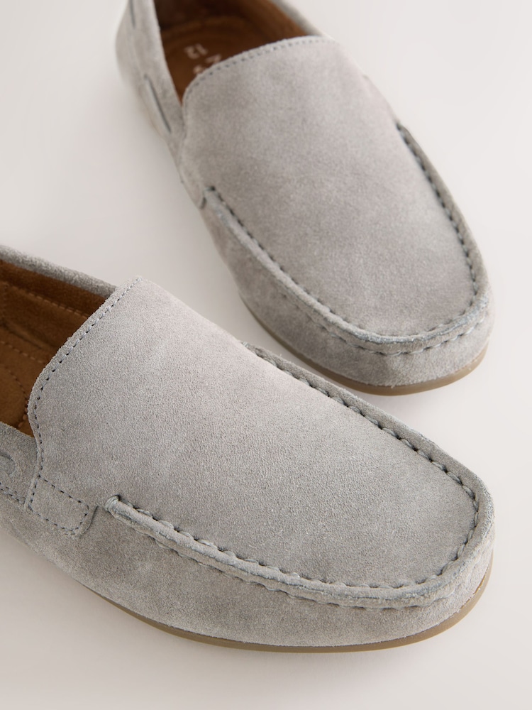 Buy Grey Suede Standard Fit (F) Loafers from Next USA display picture 1