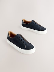 Navy Standard Fit (F) Elastic Lace Smart Trainers - Image 1 of 5
