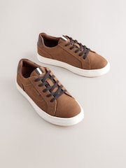 Tan Brown Standard Fit (F) Lace up Smart Trainers - Image 1 of 5