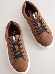 Tan Brown Standard Fit (F) Lace up Smart Trainers - Image 3 of 5