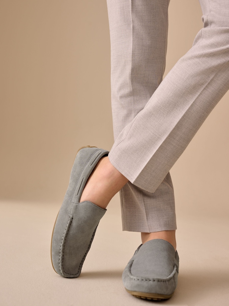 Grey Suede Wide Fit (G) Loafers - Image 2 of 9
