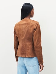 Urban Code Suede Collarless Leather Jacket - Imagen 3 de 6