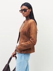 Urban Code Suede Collarless Leather Jacket - Imagen 4 de 6