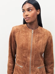 Urban Code Suede Collarless Leather Jacket - Imagen 6 de 6