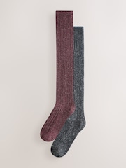 Berry/Charcoal - Komplet 2 parov nogavic do kolen - Slika 1 iz 5