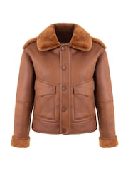 Urban Code Brown Tan Reversible Shearling Look Bomber - Image 4 of 7