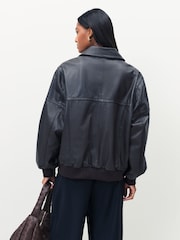 Urban Code Brown Boyfriend Leather Bomber Jacket - Image 2 of 5