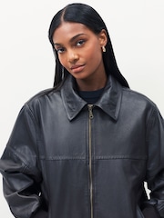 Urban Code Brown Boyfriend Leather Bomber Jacket - Image 4 of 5
