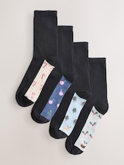Christmas All Over Character Footbed Ankle Socks 4 Pack - Image 1 of 7