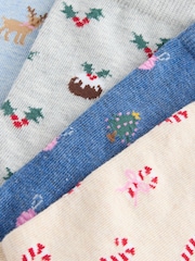 Christmas All Over Character Ankle Socks 4 Pack - Image 6 of 7