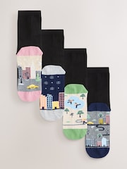 Christmas Scene Footbed Ankle Socks 4 Pack - Image 1 of 7