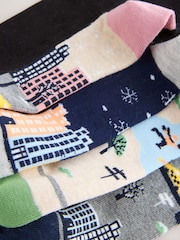 Christmas Scene Footbed Ankle Socks 4 Pack - Image 6 of 7