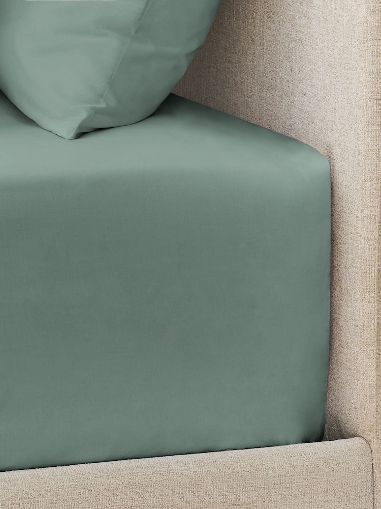 Sage Green Pure 144 Thread Extra Deep Fitted Sheet - Image 2 of 3 Sage Green Pure 144 Thread Extra Deep Fitted Sheet - Image 2 of 3