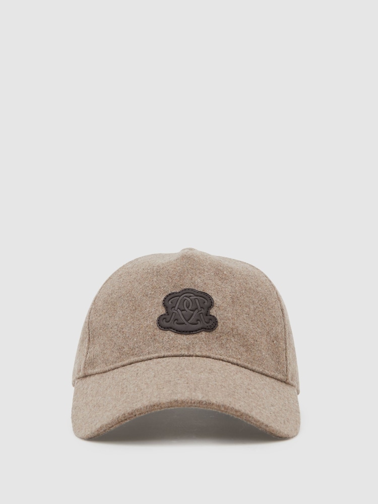 Reiss Oatmeal Brown Abel Monogram Appliqué Wool-Blend Cap - Image 1 of 5 Reiss Oatmeal Brown Abel Monogram Appliqué Wool-Blend Cap - Image 1 of 5