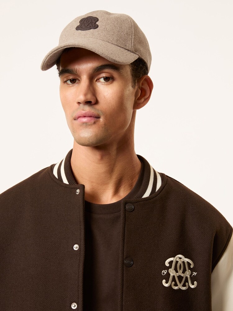 Reiss Oatmeal Brown Abel Monogram Appliqué Wool-Blend Cap - Image 2 of 5