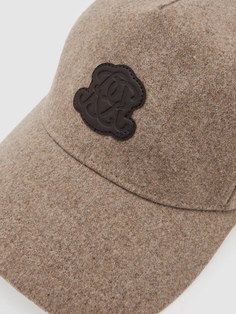 Reiss Oatmeal Brown Abel Monogram Appliqué Wool-Blend Cap - Image 5 of 5