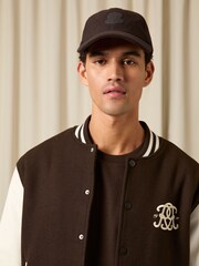 Reiss Dark Brown Abel Monogram Appliqué Wool-Blend Cap - Image 1 of 6