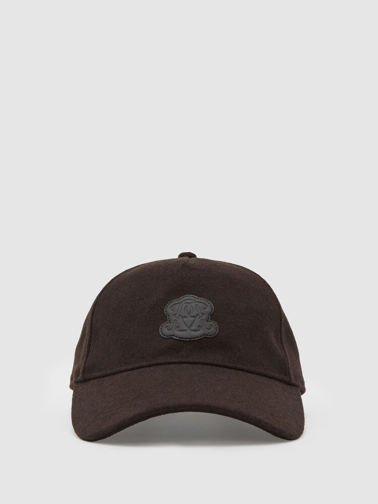 Reiss Dark Brown Abel Monogram Appliqué Wool-Blend Cap - Image 2 of 6