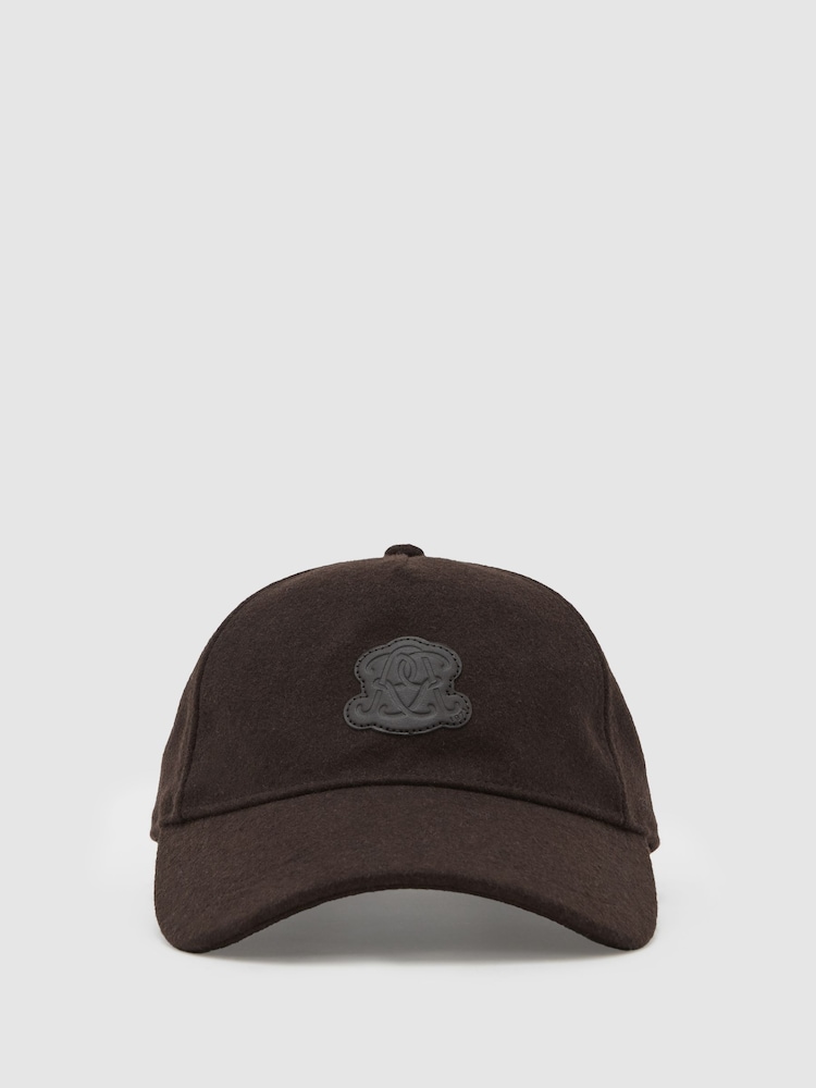Reiss Dark Brown Abel Monogram Appliqué Wool-Blend Cap - Image 2 of 6 Reiss Dark Brown Abel Monogram Appliqué Wool-Blend Cap - Image 2 of 6