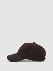 Reiss Dark Brown Abel Monogram Appliqué Wool-Blend Cap - Image 4 of 6