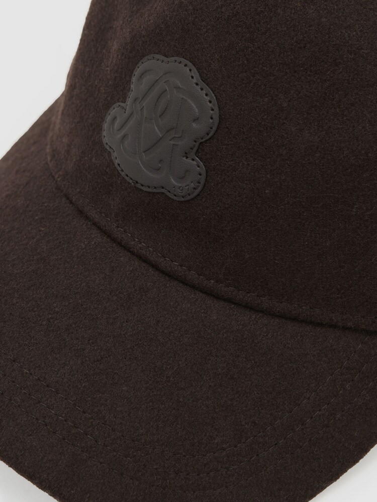 Reiss Dark Brown Abel Monogram Appliqué Wool-Blend Cap - Image 6 of 6