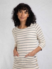 Weird Fish Blue 100% Cotton Ives Loopback Stripe Tunic Top - Image 1 of 6