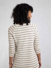 Weird Fish Blue 100% Cotton Ives Loopback Stripe Tunic Top - Image 2 of 6
