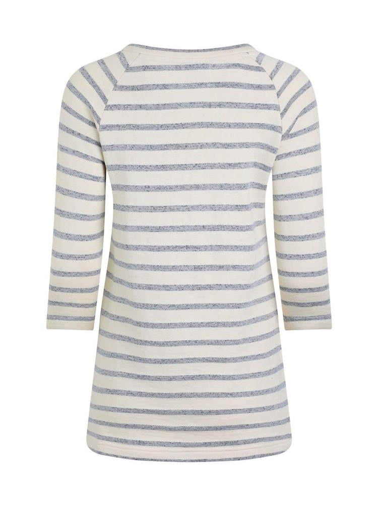 Weird Fish Blue 100% Cotton Ives Loopback Stripe Tunic Top - Image 6 of 6