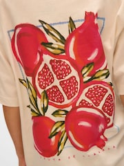 VERO MODA Relaxed Fruit Print Back Graphic Print 100% Organic Cotton White T-Shirt - Imagen 5 de 7