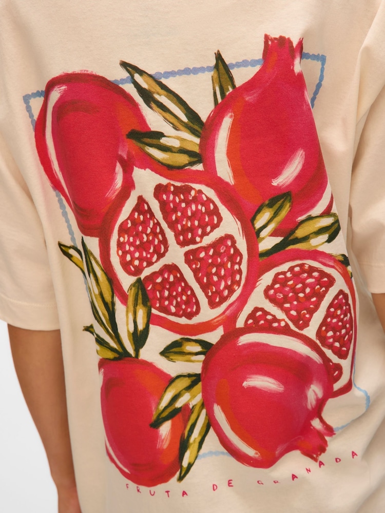 VERO MODA Cream Relaxed Fruit Print Back Graphic Print T-Shirt - Image 5 of 5 VERO MODA Cream Relaxed Fruit Print Back Graphic Print T-Shirt - Image 5 of 5