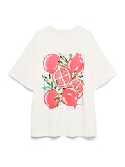 VERO MODA Relaxed Fruit Print Back Graphic Print 100% Organic Cotton White T-Shirt - Imagen 7 de 7